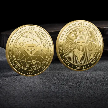 USDT Kryptogeld Körperliche Coin Tether USD Collectible Gold Plated Crypto Münze Silber Münzen
