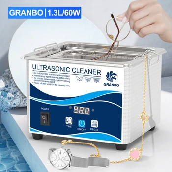 Granbo NEUE Wirtschaftliche Badewanne 1L 35W 60W 40KHz Entgasung Timer Haushalts Ultraschall Reiniger für Schmuck Brillen Make-up Pinsel