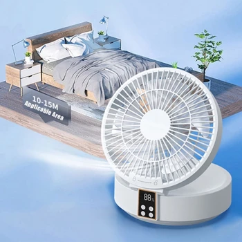 Folding Portable Fan USB Remote Control Air Cooler Silent Wiederaufladbare Drahtlose Fan Fit für Camping-Desktop-Home-Camping