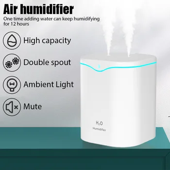 2000ML USB Luftbefeuchter Doppel Spray Port Ätherisches Öl Aromatherapie Humificador Kühlen Nebel Maker Fogger Reinigen für Home-Office