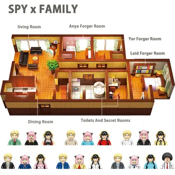 2022 Anime Spion X Familie, Abbildung Anya Fälscher Yoel Action Model Kit Wohnzimmer DIY Building Block Set Weihnachten Geschenke Kinder Spielzeug
