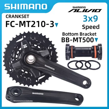 SHIMANO ALIVIO FC-MT210 Kurbelgarnitur 2x9/3X9 Speed MTB Kettenrad 170mm Kurbelarm 36-22T/44-32-22T 9V Crankit BB-MT500-PA