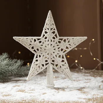Weihnachten Baum Glitter White Star Top Frohe Weihnachten Dekorationen für zu Hause Weihnachten Baum Ornamente Neue Jahr Geschenk Natal Navidad 2023