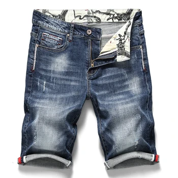 2022 Neue Männer Stretch Kurze Jeans Mode Lässig Slim Fit Hohe Qualität Elastische Denim Shorts Männlichen Marke Sommer Kleidung