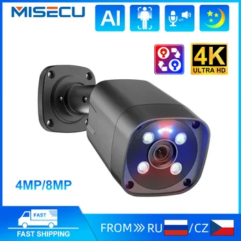 MISECU 4MP 8MP IP Kamera Sicherheit Schutz Full Farbe Nachtsicht Zwei Weg Audio Wasserdichte Video Überwachung POE H. 265 Onvif