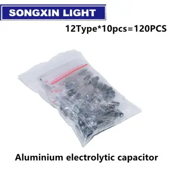 1set von 120pcs 12 Werte 0,22 UF-470UF Aluminium-Elektrolyt-Kondensator Sortiment kit set pack