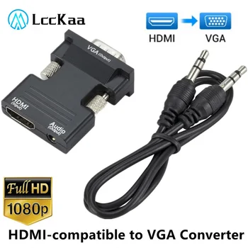 LccKaa-HD-1080P-HDMI-kompatibel zu VGA-Konverter mit Audio Adapter Weiblichen zu Männlichen Konverter für PC Laptop TV-Monitor Projektor