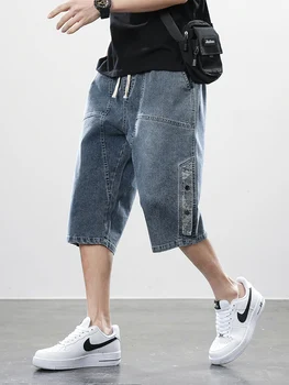 Sommer Männer Kurze Jeans Hosen Hip Hop Streetwear Baggy Denim Shorts Baumwolle Casual Gerade Capris Hosen Plus Größe 8XL