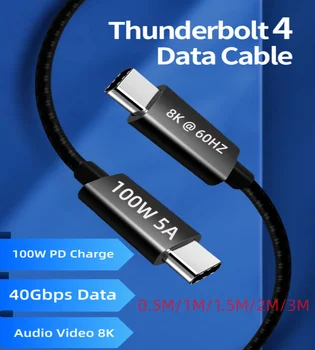 Thunderbolt-4-Kabel 2M 6.6 FT, 40Gbps USB4-Kabel 100W Power und 8K Dual 4K Video Kompatibel Thunderbolt-Monitor-Docking-Stationen