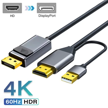 4K 60Hz HDMI-Kompatibel zu Displayport Adapter DP-Kabel Audio-Video-Synchronisierung für PS3/4 Laptop Monitor Projektor Kabel