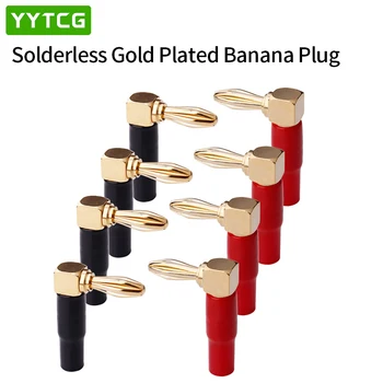 YYTCG 8Pcs Rechten Winkel 90 Grad 4mm Banana Stecker Schraube L-Typ für Binding Post Verstärker Video-Lautsprecher-Adapter-Stecker