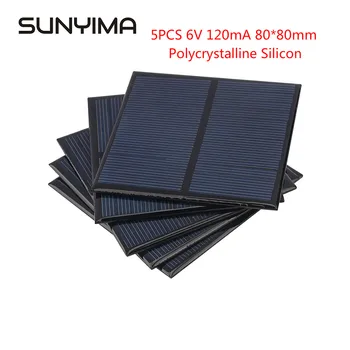 SUNYIMA 5PCS 6V 150mA 80*80mm Solar Panels Polykristalline Silizium Solar Panel DIY Batterie Power Ladung Modul Mini Solar