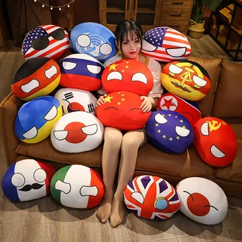 10cm Land-Ball-Spielzeug Plüsch-Polandball-Anhänger Kissen Countryball UdSSR, USA, FRANKREICH, RUSSLAND, UK, JAPAN, DEUTSCHLAND, ITALIEN Dekor