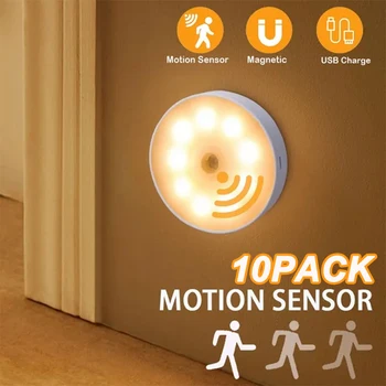 PIR Motion Sensor LED Nacht Licht USB Aufladbare Nacht Lampe Für Küche Schrank Schrank Lampe Treppe Drahtlose Schrank Licht
