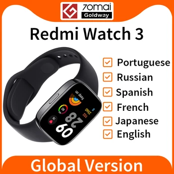 Globale Version Xiaomi Redmi Watch 3 GPS Smartwatch Bluetooth Anruf 1,75-Zoll-AMOLED-Display mit 120+ Workout Modi 5ATM Wasserdicht