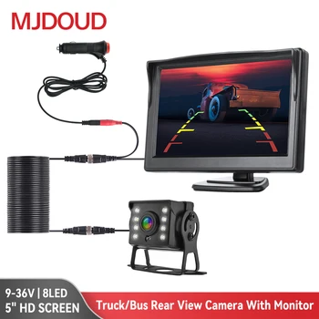 MJDOUD Auto Rückansicht Kamera mit Monitor für LKW Parkplatz 24V Nachtsicht Wasserdichte Kamera mit 5