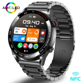 Neue Smart Uhr Männer AMOLED Bluetooth Anruf NFC IP68 Wasserdichte Outdoor Sport Fitness Tracker Gesundheit Monitor Smartwatch für HUAWEI