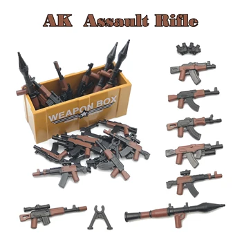 31PCS AK-Sturmgewehre Camouflage Guns Waffe Militärischen Soldaten Figur WW2 Modell Baustein Ziegel Playmobil Kinder Kid Spielzeug