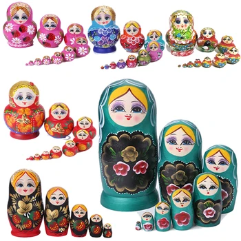 Erdbeere Mädchen Matrjoschka-Puppe aus Holz-Schneemann-russische Verschachtelungs-Puppen für Kinder Brithday Weihnachten Geschenke Kinder Tag Geschenke