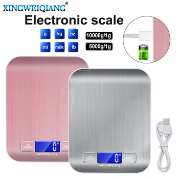 Edelstahl digitale USB Küche Skala 10kg 5kg precision elektronische Lebensmittel Skala für Kochen und Backen mess Werkzeuge