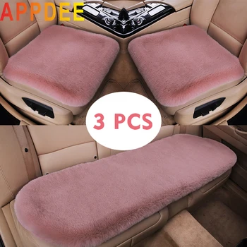 APPDEE Universal Auto Sitzkissen Winter Plüsch 3PCS Hohe Qualität Nachahmung Kaninchen Fell Weichen Sitz Abdeckung Wärmer