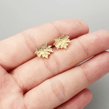 QIMING Ahorn Verlassen Stud Ohrringe Für Frauen Tiny Leaf Blätter, Goldenen Vintage-Schmuck Handmade Fashion Ohrringe
