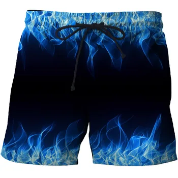 Neue Lce Hot Drachen 3D-Badehose Männer Sommer Mode Strand Hosen Casual Männer Frauen Bademode Blue Flame Print Surfen Shorts Männlichen