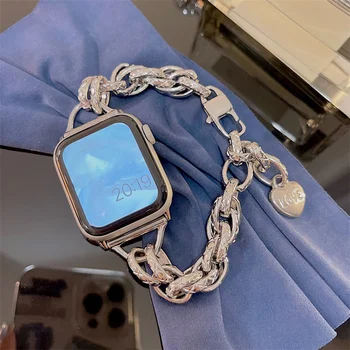 Neue Strap Für Apple Watch Band 38/40mm 42/44mm 41/45mm 49mm Metall Kette Mode Frau Armband Iwatch Serie Ultra 8 7 6 5 4 3