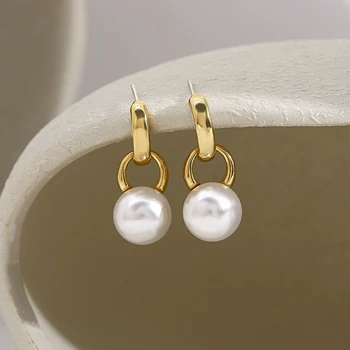 Flashbuy Neue Trendy Lange Metall Perle Ohrringe für Frauen Einfache Erklärung Ohrringe Partei Schmuck Teen Geschenk