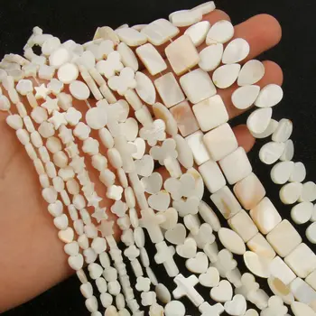 Natürliche Weiß Mutter der Perle Shell Perlen Rondelle Herz Oval Runde Süßwasser Shell Perlen für Schmuck Machen DIY 15