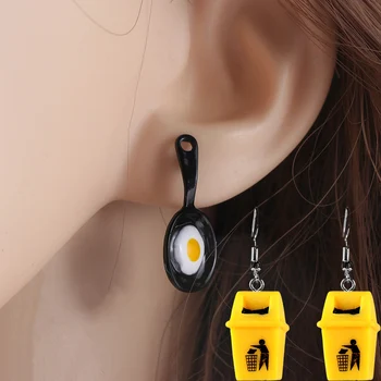 2020 Neue Lustige Asymmetrische Ohrringe Emaille SPIEGELEI Ohrringe Für Frauen Schmuck Drop