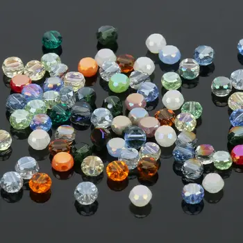 140pcs 4mm AB Farbe Faceted Flache Runde österreichischen Kristall Glas Perlen Spacer Lose Perlen Für Schmuck Machen DIY Armbänder Versorgt