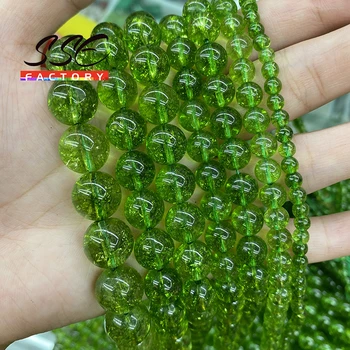 Natürliche Grüne Peridot Kristall Quarz Perlen Runde Lose 15
