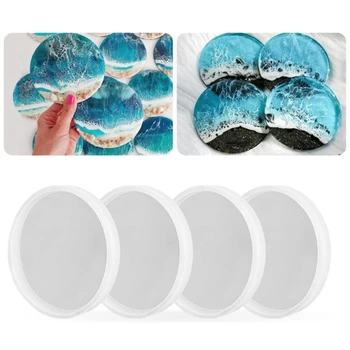 12Pcs Runde Coaster Resin Molds DIY-10cm Disc Form Wein Glas Tasse Matte Tischset Silikon-Form Hause Tisch Wärmedämmung Pads