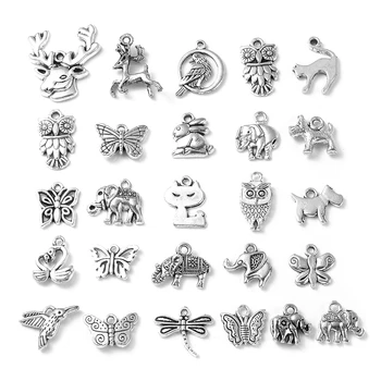 50PCS Vintage-Metall-Tier-Pflanze Charms Perlen für Schmuck Machen DIY Armband Neacklace Zubehör Anhänger Perlen Großhandel