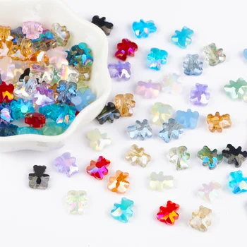 Multicolor AB Farbe Kristall Perlen Facettiert Bär Form Lose Spacer Glas Perlen Für Schmuck Machen DIY Armband Zubehör 10pcs