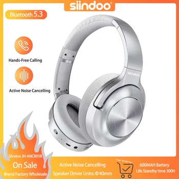 Siindoo JH-ANC805B Aktive Noise Cancelling Wireless Kopfhörer Über Ohr mit Mic BT 5.3 HiFi Stereo Headset Tiefe Bass für TV PC