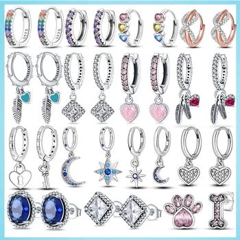 Neue Mode 925 Sterling Silber Ohrringe Asymmetrische Herz Hoop Ohrringe für Frauen Schmuck Geschenk Für Freundin Frau