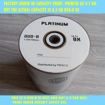 Großhandel 10 Discs Grade A X8 8,5 GB Platinum Princo Leer Gedruckt DVD-R DL