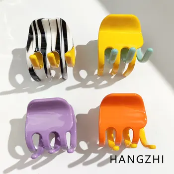 HANGZHI Französisch Retro Acetat-Greifer-Clip Farbe, die Asymmetrischen Nähte Kleinen Hai Haar Klaue für Frauen Mädchen Mode Pferdeschwanz Headwear
