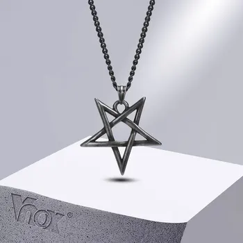 Vnox Stern von David Halskette für Männer, Ästhetische Hexagramm Amulett-Anhänger, Edelstahl Männlichen Jungen Kragen