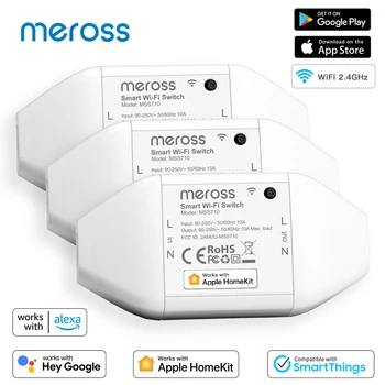 Meross HomeKit Smart WiFi Switch, Smart DIY Schalter, Funktioniert mit HomeKit, Siri, Alexa, Google Assistant und SmartThings