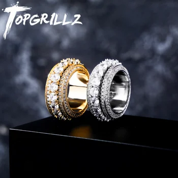 Herren Gold Silber Farbe Spinner Ring Kupfer Charme Zirkonia Ring Iced Out RING Mode Hip Hop/Punk Schmuck Für Geschenke