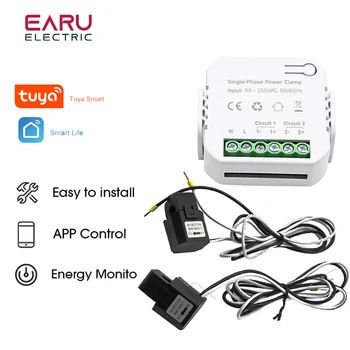 Tuya App Smart Zwei-Wege Bilateraler WiFi Energie Meter 80-300A AC110V 220V mit Clamp CT KWh Strom Verbrauch Überwachen