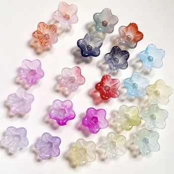 100pcs Bunte Blume Lampwork Perlen-Glockenblume-Form aus Kunststoff Für Schmuck Machen Haarnadel Handgemachte DIY Zubehör