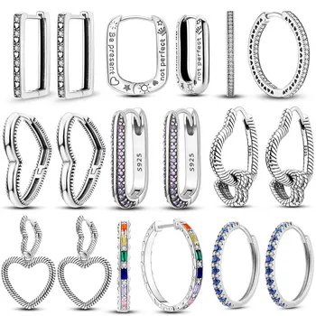 2022 Neue Trend Lila Pflastern U Form Hoop Ohrringe Mit Zirkon Silber Farbe Luxus Ohrringe für Frauen Mädchen Weibliche Schmuck Accessori