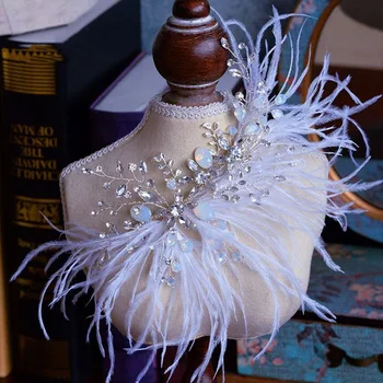 Glänzende Feder Hairband Tiara Haarnadel Kristall Silber Farbe Kopfschmuck Prinzessin Prom Kronen Hochzeit Braut Haar Zubehör Schmuck