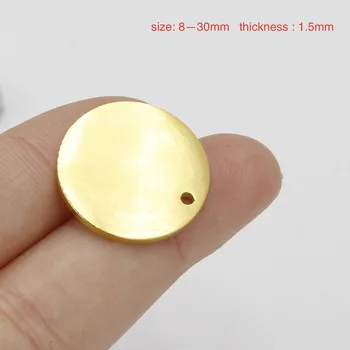 50pcs 8-30mm Gold Farbe Spiegel Poliert Edelstahl Runde Anhänger Blank Tags Für DIY-Umbau für DIY handgemachten Schmuck Machen