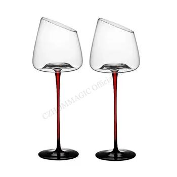 4/2/1Pcs Licht Luxus-250-600 ml Crystal Bevel Konkaven Boden Rot Wein Glas Handgemachte Becher Champagner Tasse Artwork Drinkware Geschenk