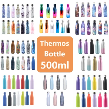 500ml Isolierte Edelstahl Thermos Flaschen Winter Thermische Tasse Becher Wasser Flasche Für Mädchen Frauen Thermoskanne Reise Becher